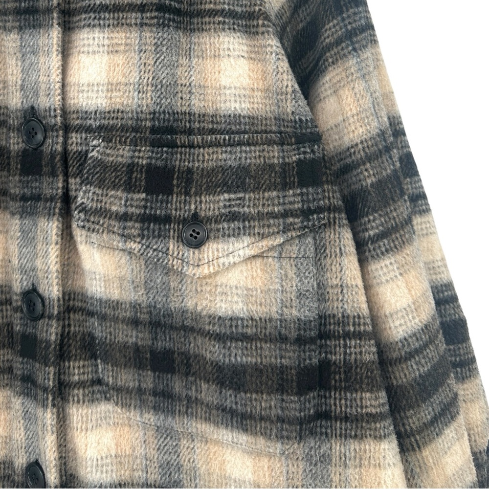 Clare Waight Keller x Uniqlo Black Cream Loose Fit Plaid Flannel Shirt Jacket - Picture 5 of 11